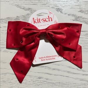 Kitsch Satin and Rhinestone Bow Scrunchie